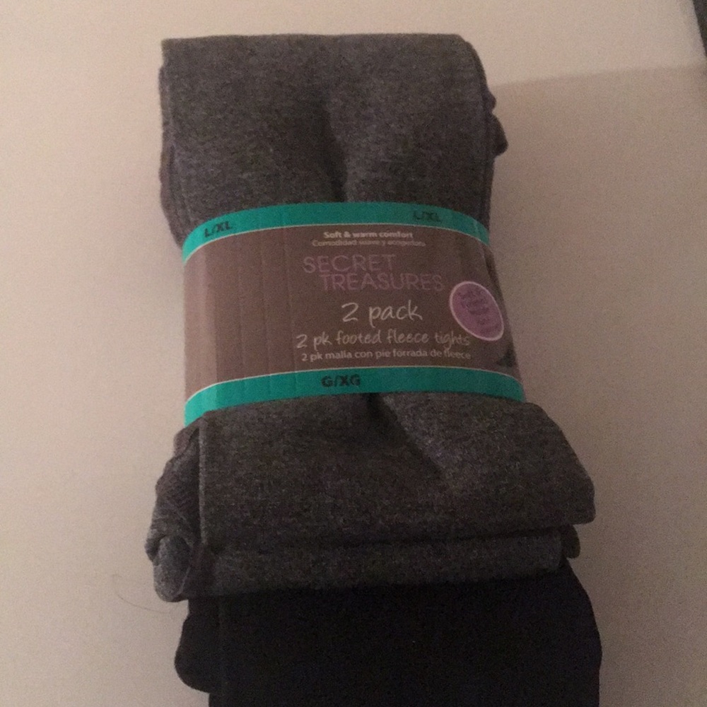2 pk footed fleece tights,L/XL